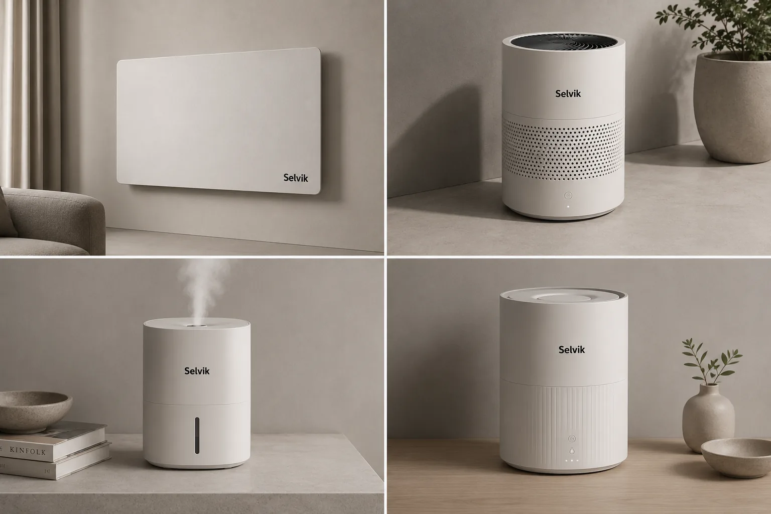 Selvik humidifier, purifier, dehumidifier and heating panel